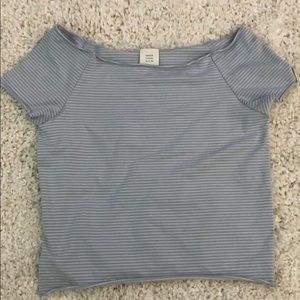 faded blue and white striped shirt